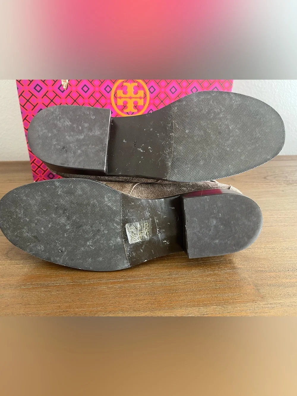 Tory Burch Brooke Ankle Bootie Suede River Rock Sz: 7